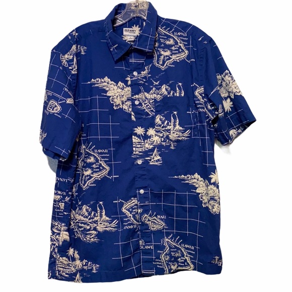 Old Navy Other - Men’s Hawaiian Shirt Old Navy Blue White Large Summer BBQ Islands